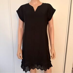 MADEWELL XS Shift Dress Duskway Black Eyelet Silk Feel